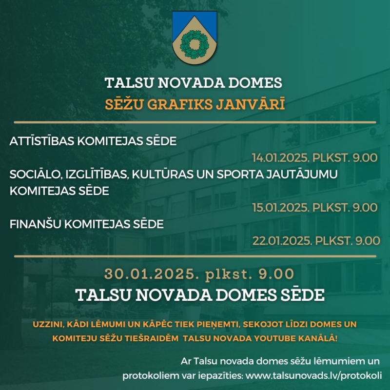 Talsu novada domes darbs janvārī