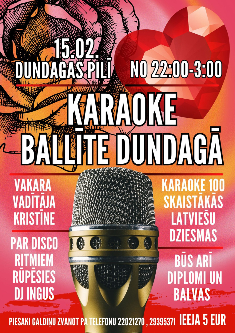 Karaokes ballītes Dundagā afiša