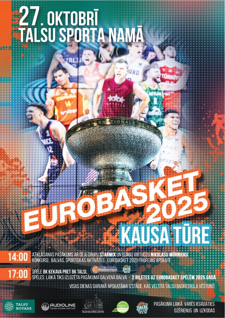 FIBA EuroBasket trofejas Latvijas tūres afiša