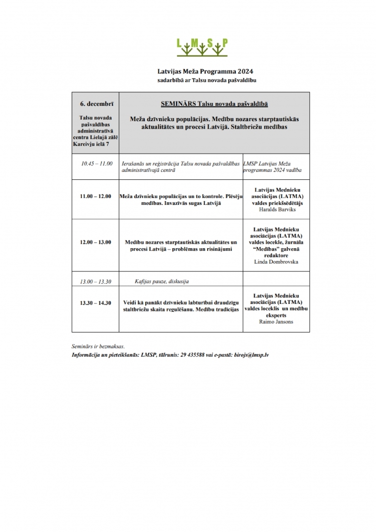 Meža semināra 2024 programa