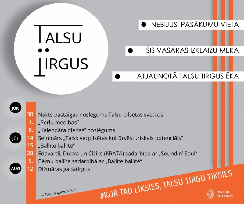 Talsu tirgus vasaras pasākumu saraksts